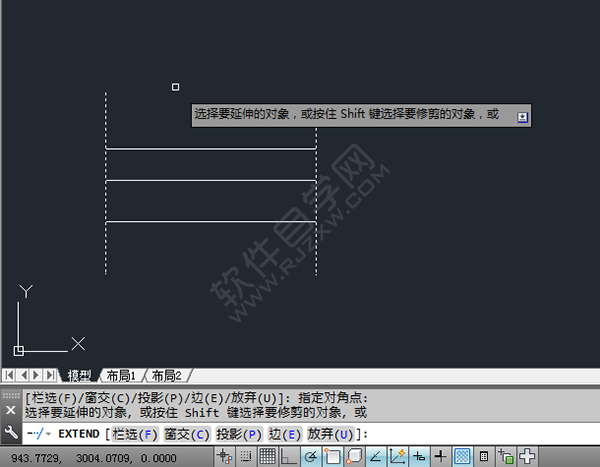 cad怎么延伸多线
