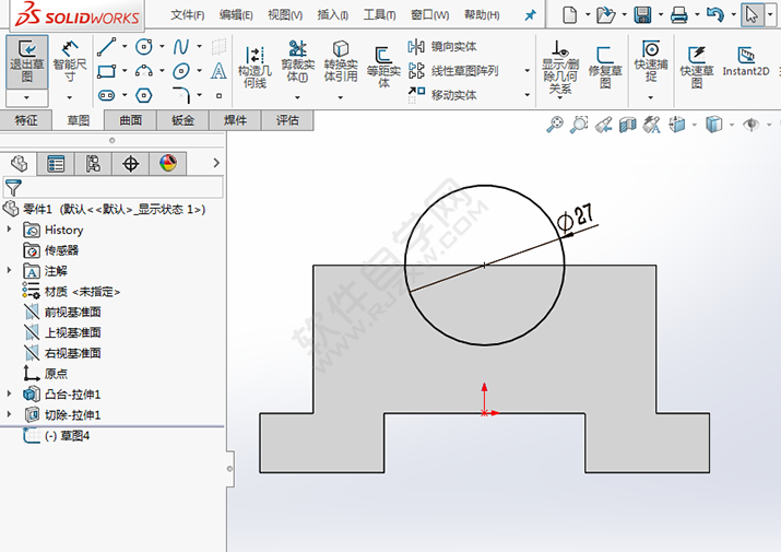 solidworks对称拉伸与镜像做实体