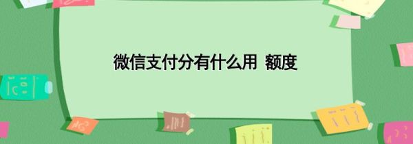 微信支付分有什么用 额度